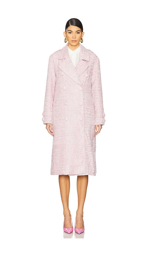 Shop For Love & Lemons Strawberry Cream Tweed Coat In Pink