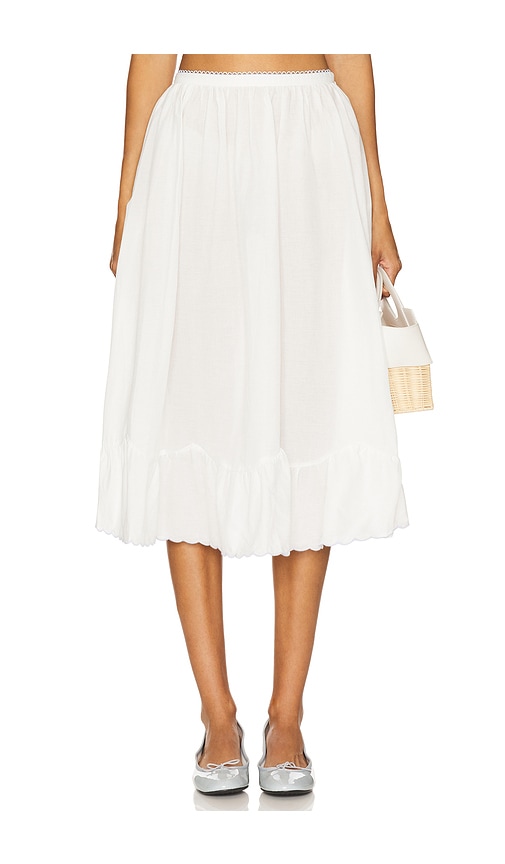 Tea Time Poplin Midi Skirt in White. - size XL (also in L, M, S, XS)