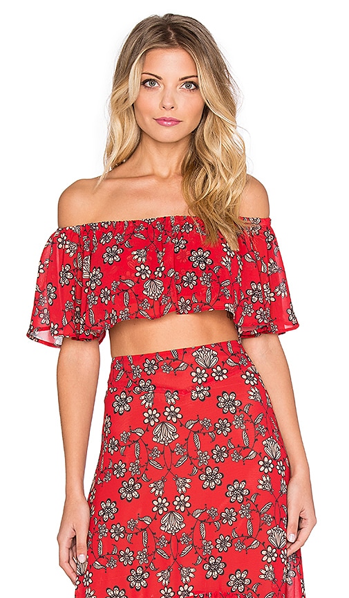 For Love & Lemons Pia Crop Top in Red | REVOLVE