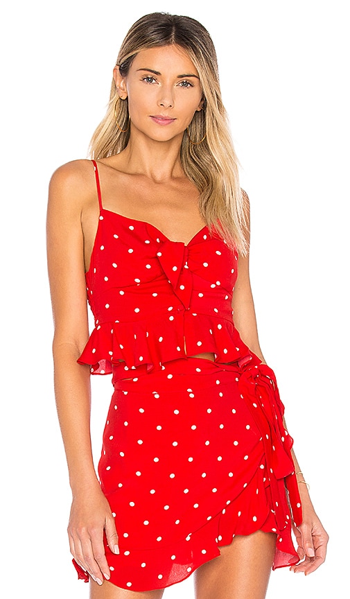 for love and lemons red polka dot dress