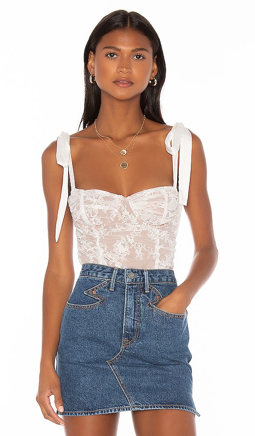 For Love Lemons Dolly Bustier Top In White Lace Revolve