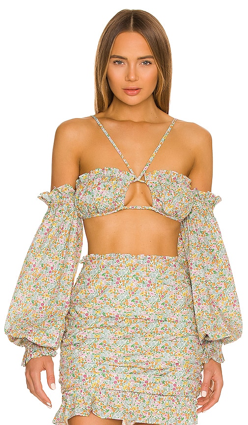 Mood For Love Twisted Bust Crop Top Steel Blue