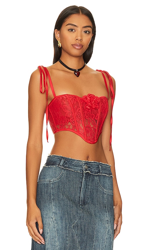 Shop For Love & Lemons Niala Bustier Top In Red