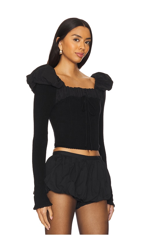 Shop For Love & Lemons Aliyah Pointelle Top In Black