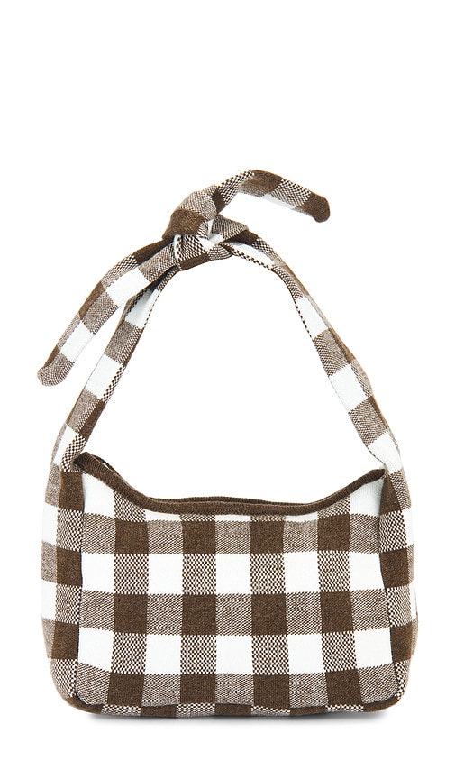 Gingham Knit Purse in Brown