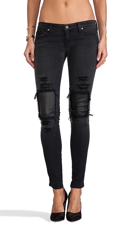 Destroyed Leather Patch Jegging
