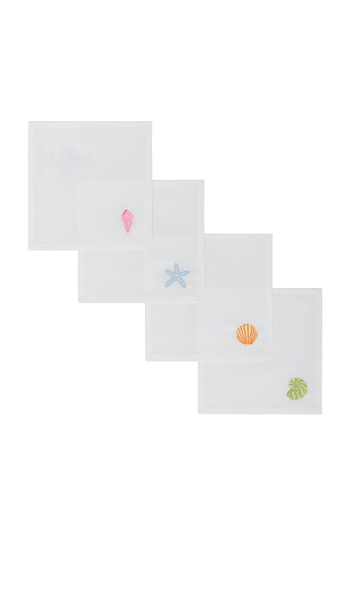  Frasier Sterling Low Tide Cocktail Napkins In White. 