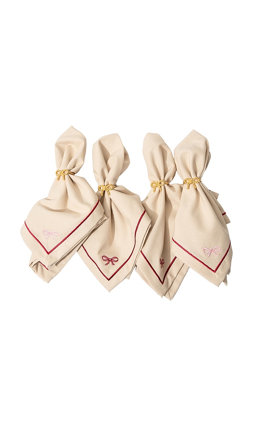 Frasier Sterling Bows Dinner Napkins Set Of 4 In Cream. 