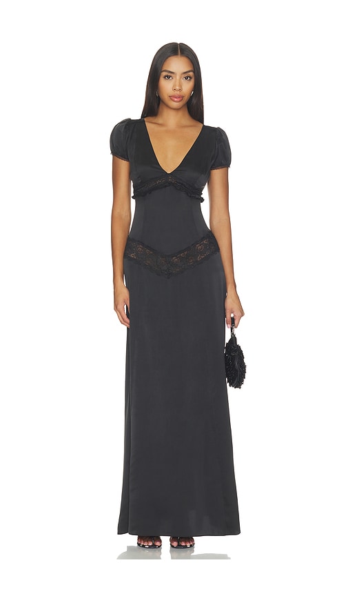 Frankies Bikinis ROBE MAXI EN SOIE GIRL NEXT DOOR en Black. Taille S. Also en .