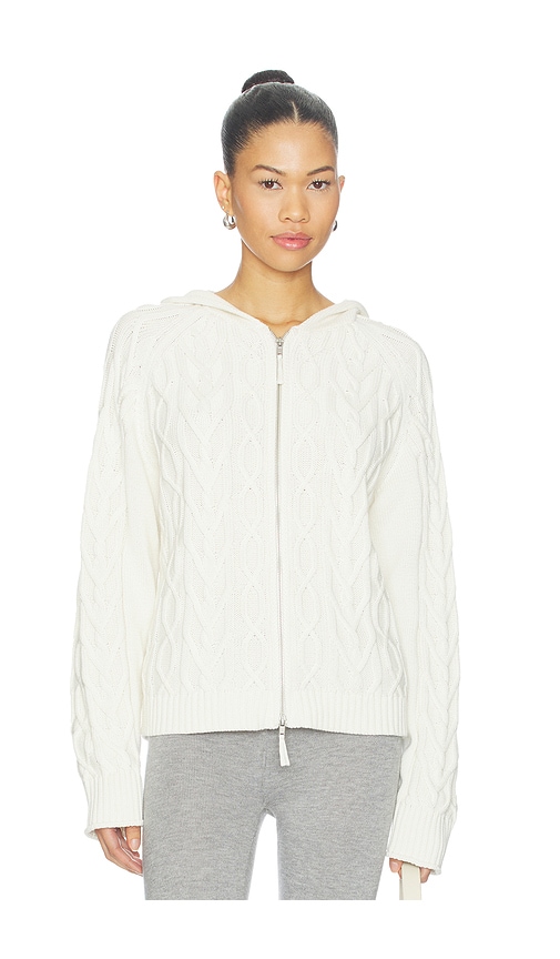 Salem Cable Knit Oversized Zip Up Hoodie by Frankies Bikinis in Cozy In Fb
