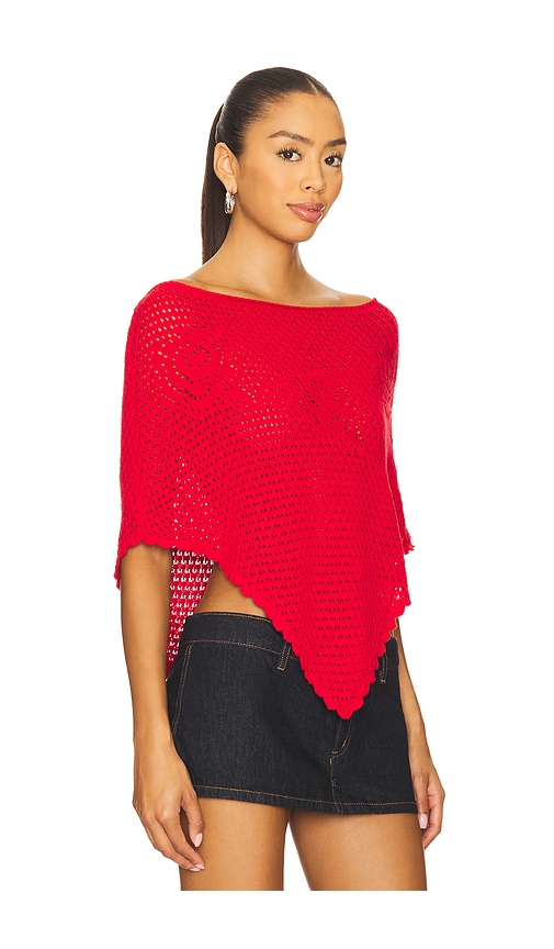 Frankies Bikinis Sophie Crochet Poncho In Red
