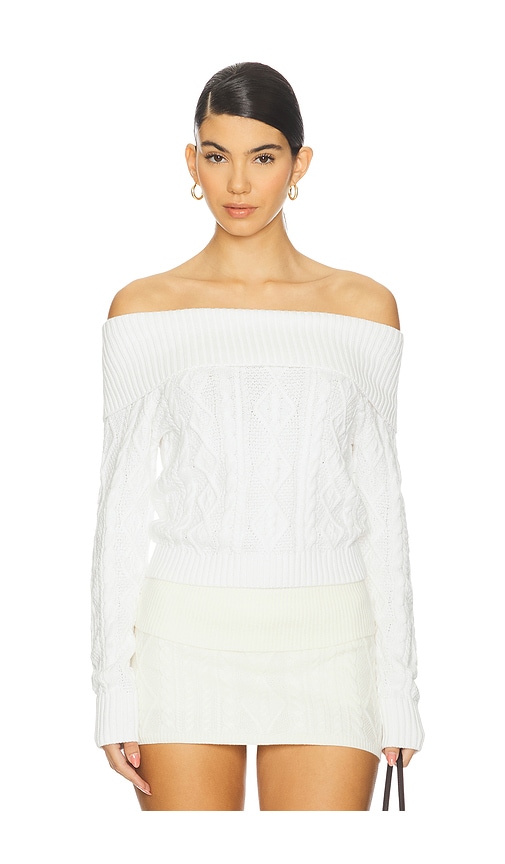 Frankies Bikinis Saint Cable Knit Sweater In White