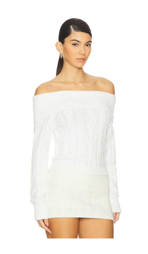 Frankies Bikinis Saint Cable Knit Sweater In White