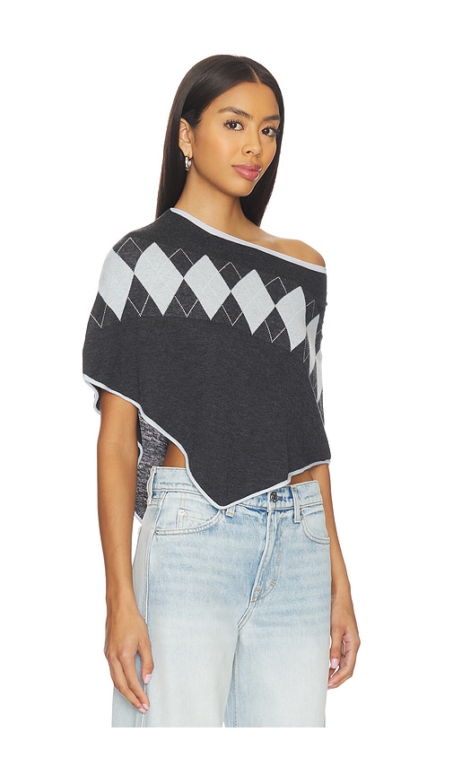 Frankies Bikinis Scout Knit Poncho In Gray