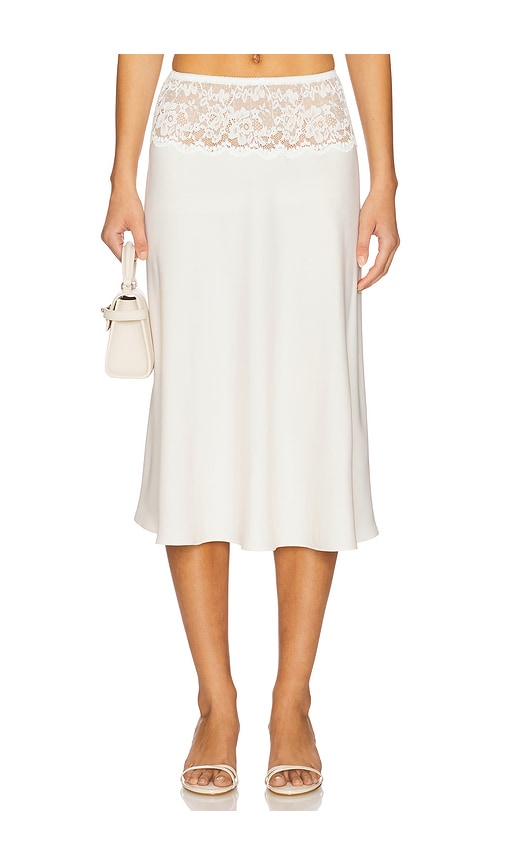 Frankies Bikinis Harper Satin Midi Skirt In Blue