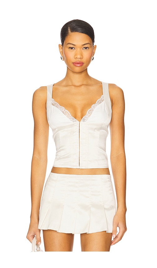 Lilia Sateen Corset Top in Cream. - size M (also in S, XS) - Frankies Bikinis - Modalova