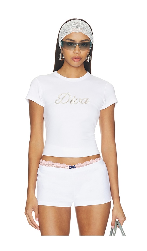 X Devon Lee Carlson Diva Cotton Ribbed Tee Shirt