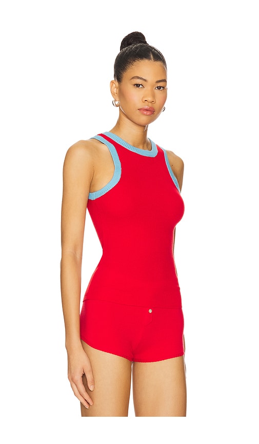 Frankies Bikinis Cuddle Ribbed Knit Tank In Red