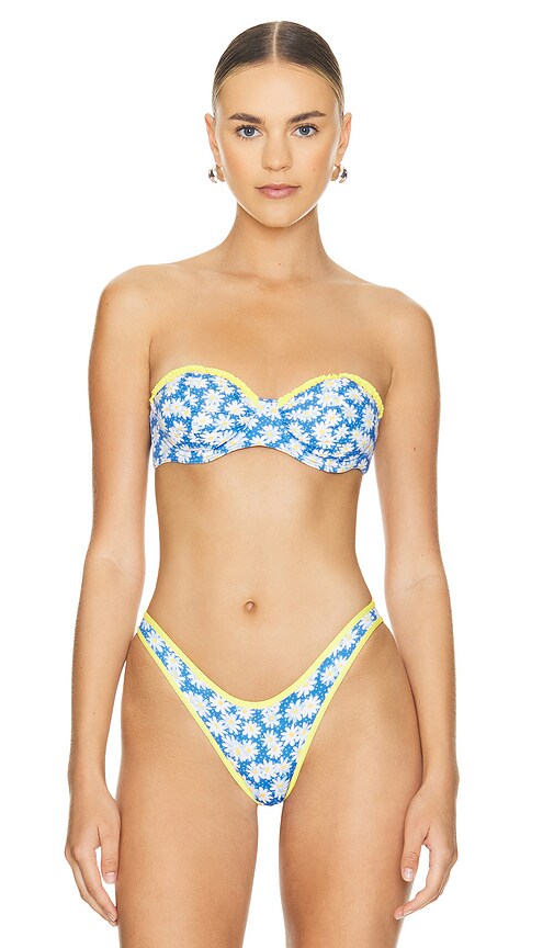 Frankies Bikinis Sweetwater Top in Blue Daisy