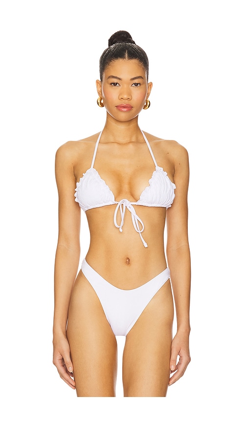 Tidal Eyelet Bikini Top in White. - size XL (also in L, M, S, XS)