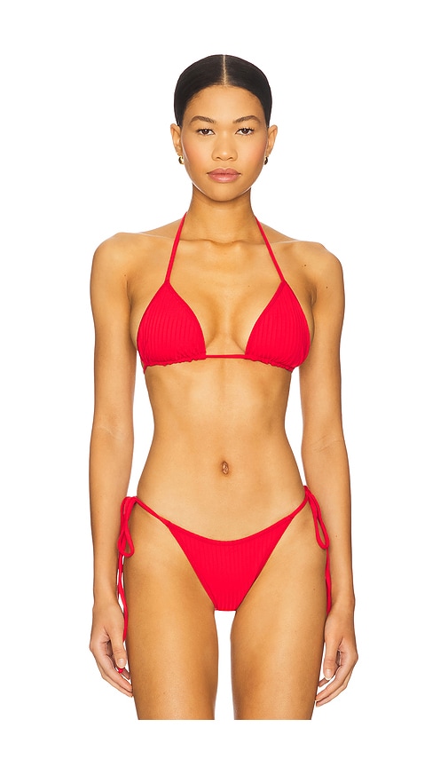 Nick Ribbed Bikini Top in Red. - size S (also in M, XS)