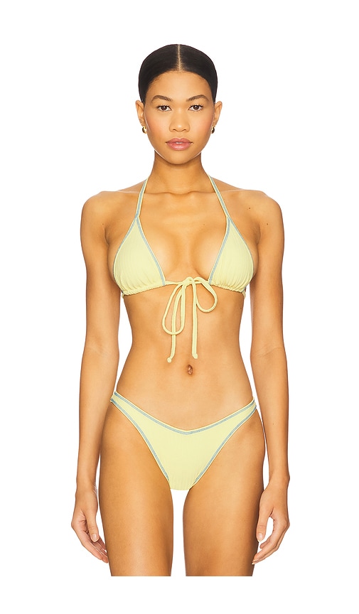 Paradise Ribbed Bikini Top in Lemon. - size XS (also in L, M, S)