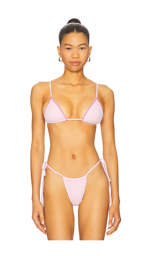 Lumia Ribbed Bikini Top in Pink. - size XS (also in L, M, S, XL)