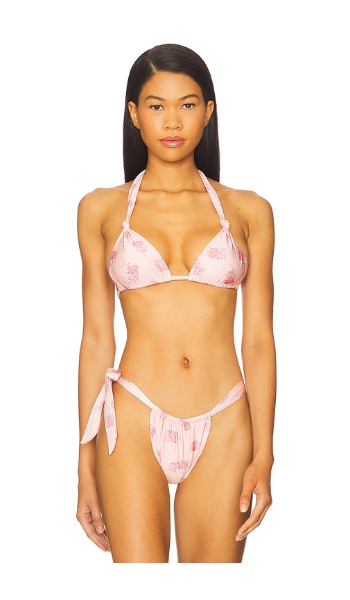 Frankies Bikinis Kealy Satin Bikini Top In Multi