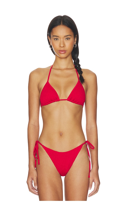 Frankies Bikinis Nick Smocked Bikini Top - Women's Clothing