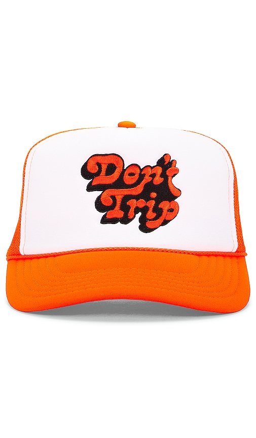 Shop Free And Easy Don't Trip Embroidered Trucker Hat In Orange
