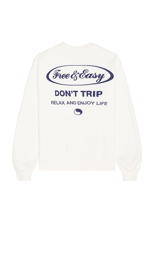 Free And Easy Script Heavy Fleece Sweatshirt In White