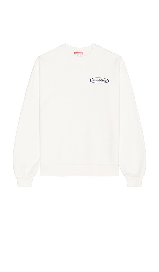Free And Easy Script Heavy Fleece Sweatshirt In White