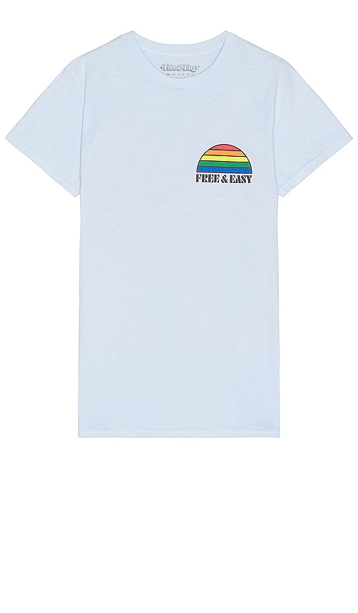 Shop Free And Easy Sunset Rainbow Short Sleeve Tee In Baby Blue