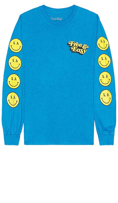 Shop Free And Easy Be Happy Long Sleeve Tee In Teal