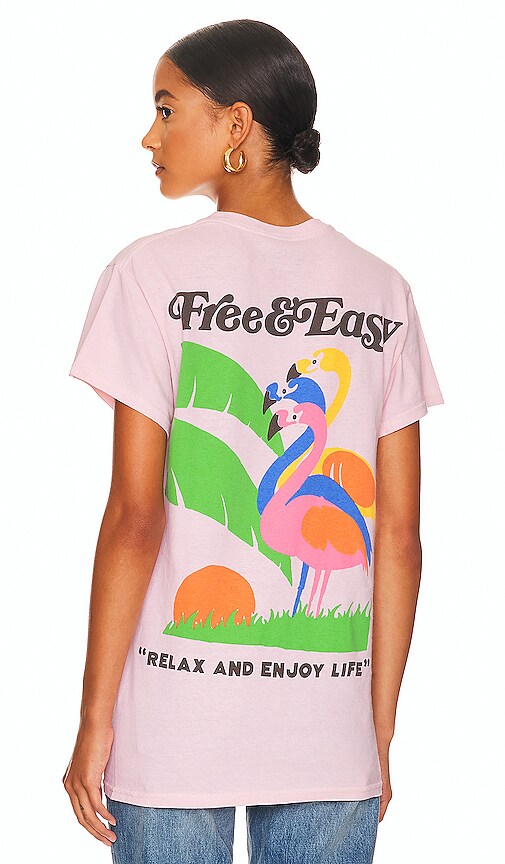 Free & Easy Flamingos Tee in Pale Pink