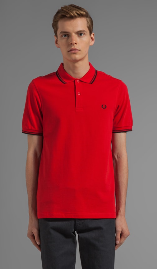 fred perry polo black and red