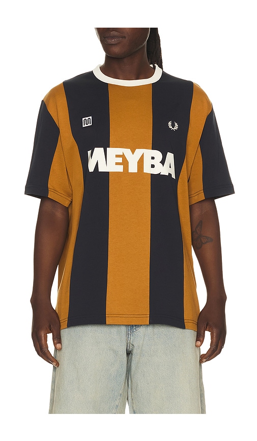 Fred Perry Meyba Cut And Sew Polo Shirt Navy In Brown