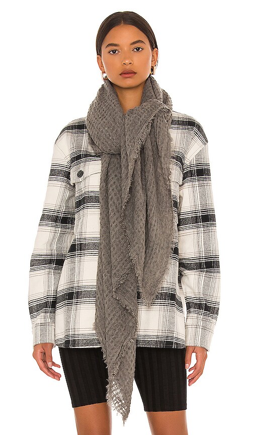 Free People Long Weekend Waffle Scarf in Coal