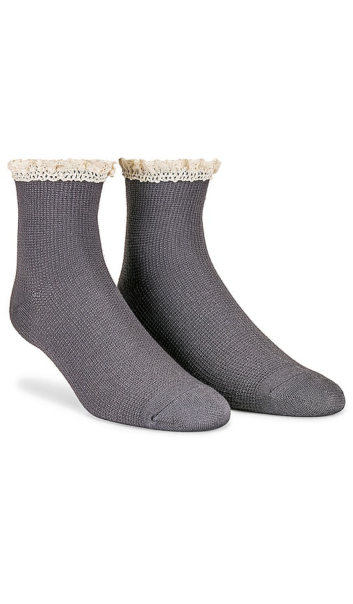 Free People Beloved Waffle Knit Ankle Sock in Shark