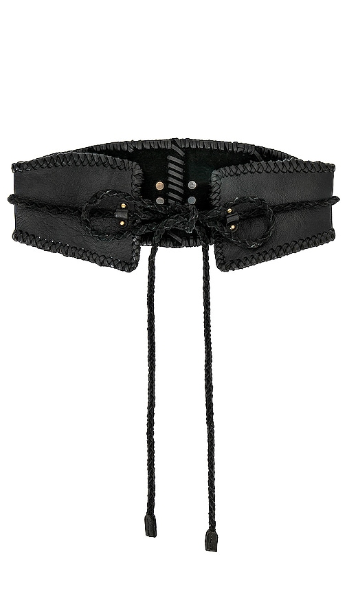 Free People Selena Leather Corset Belt In Black
