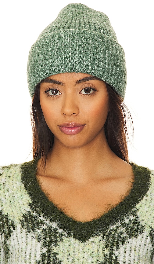Free People Harbor Marled Ribbed Beanie In Green