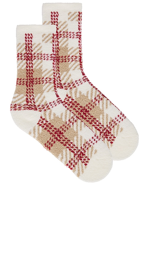 Free People Hilarie Plaid Crew Socks In Ivory Combo