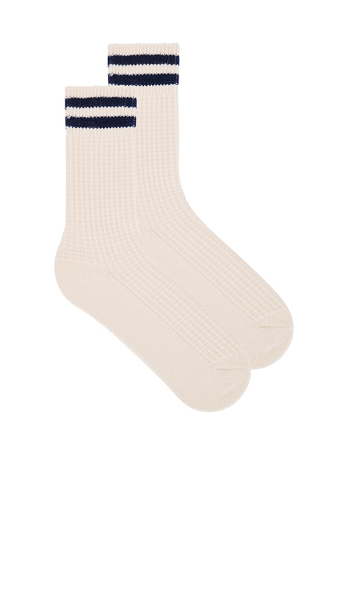 Shop Free People Jackson Cozy Stripe Socks In Classic Navy