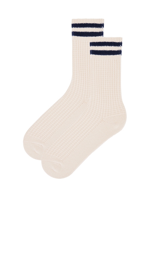 Shop Free People Jackson Cozy Stripe Socks In Classic Navy