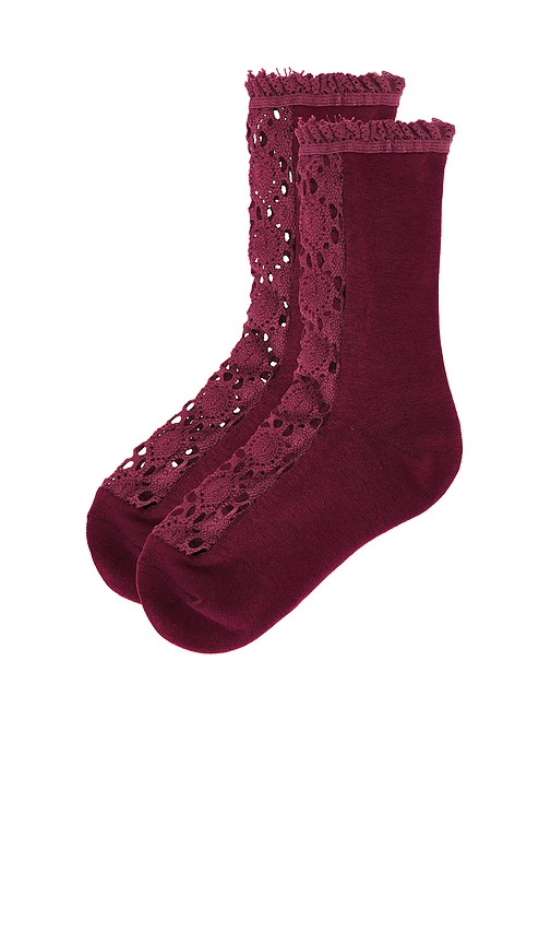 Free People Rubies Crochet Socks In Red