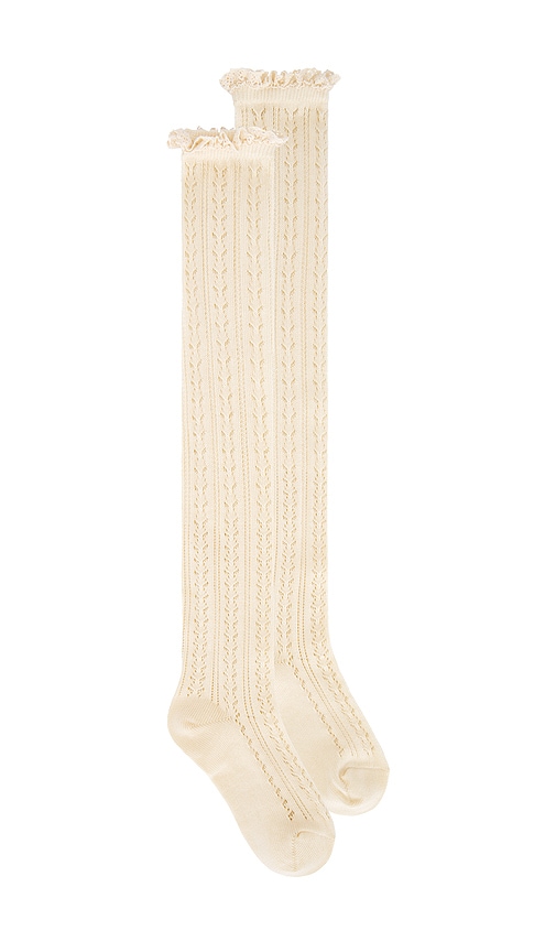 Misty Net Pointelle Tall Socks In Cream in Cream.