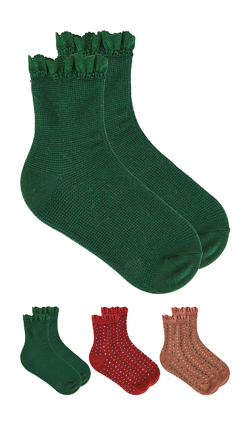 Free People Ruffle Sock Pack In Green