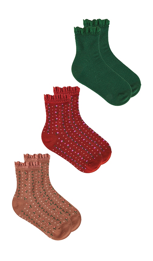 Free People Ruffle Sock Pack In Green
