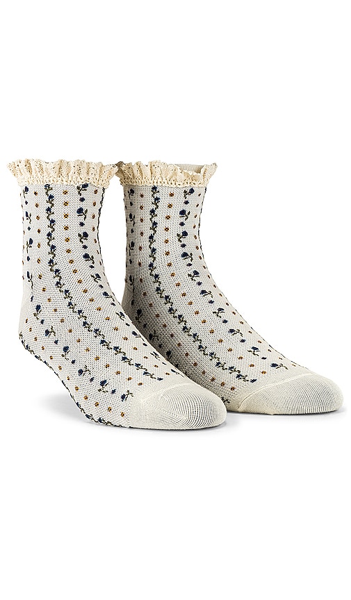 Free People Rosebud Waffle Knit Sock in Ivory