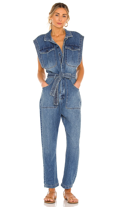 free people denim jumpsuits